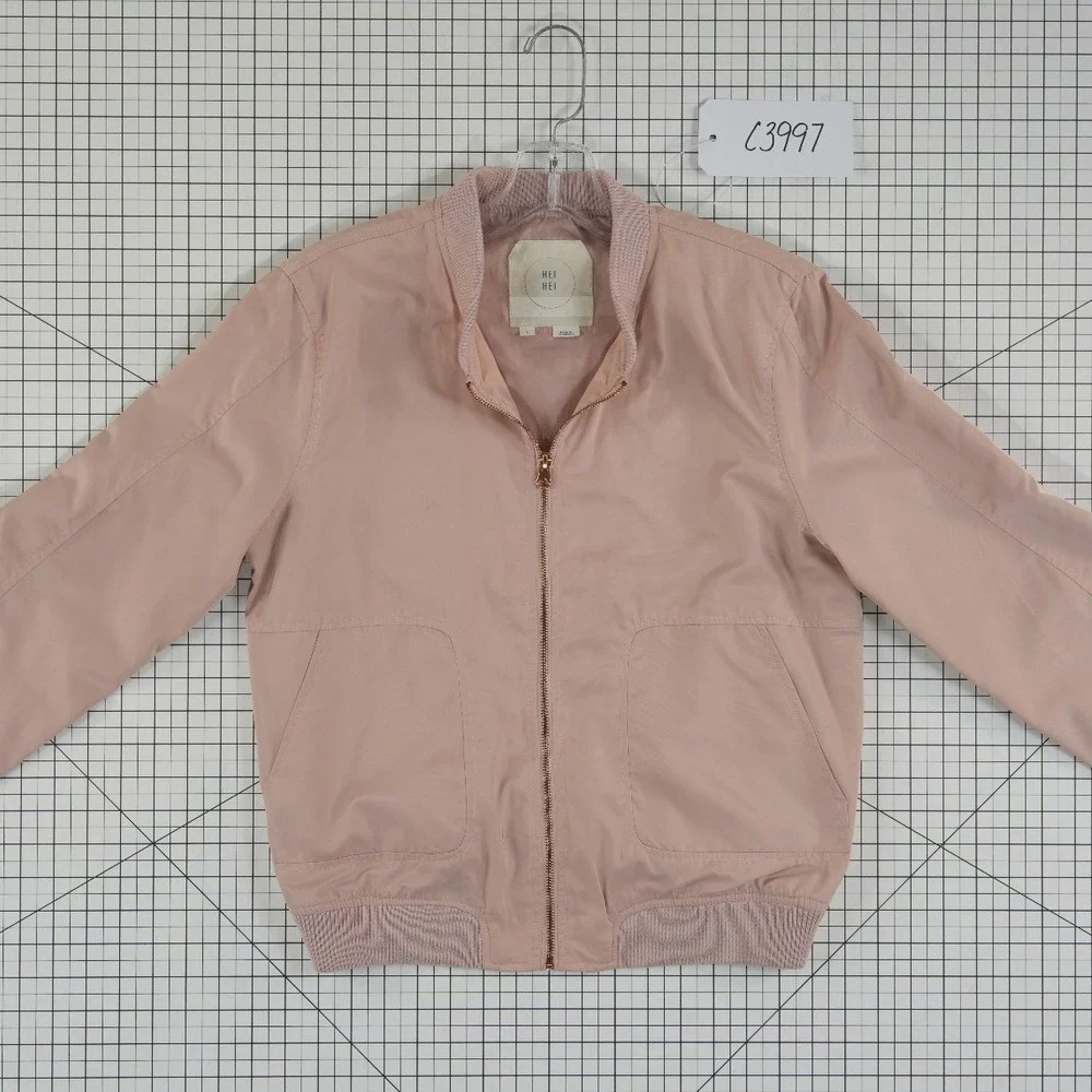 Hei Hei Anthropologie Bomber Jacket Women's‎ Size Small Dusty Rose Pink Full Zip